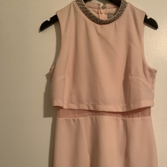 ASOS PETITE Dress with Embellished Collar Stand - Nude - Size 8P - Picture 2 of 4